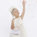 Axyaa Lace White Flower Girl Basket for Wedding & Bridal Events