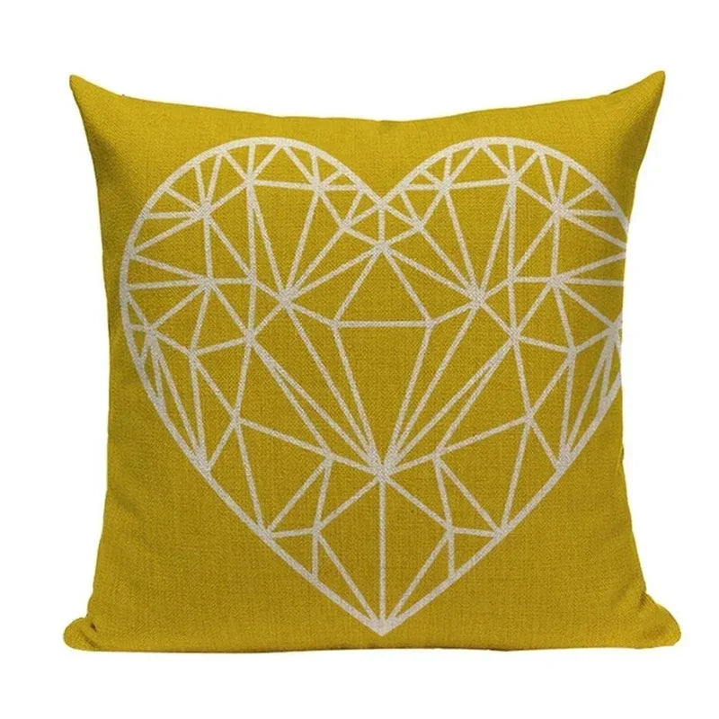 Axyaa Yellow Geometric Linen Pillow Case 45*45cm