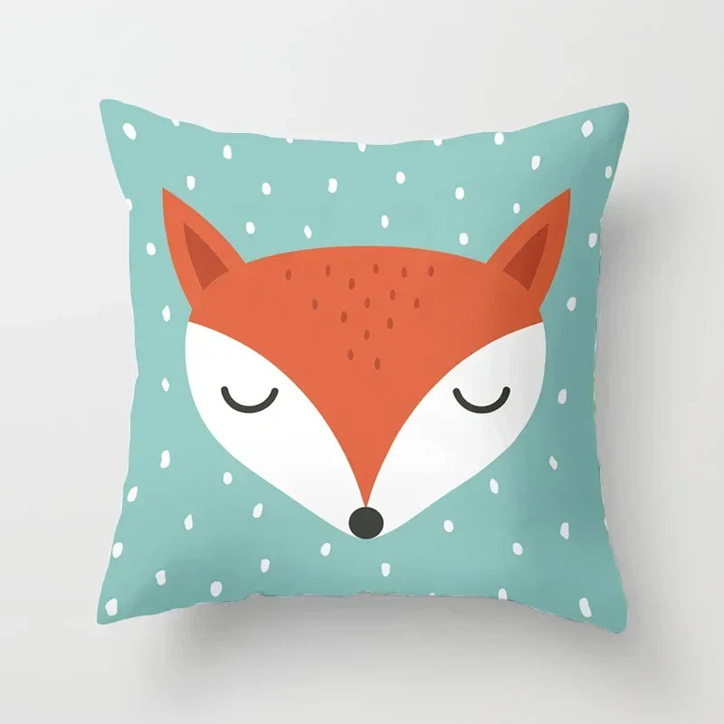 Axyaa Cartoon Animal Cushion Cover 45*45 Sofa Pillowcase Decorative Throw Pillow