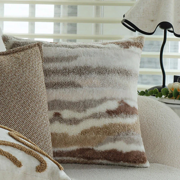 Axyaa Gradient Faux Rabbit Fur Cushion Cover 45x45cm, Super Soft for Home Sofa Decor