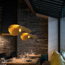 Axyaa Gold Foil Pendant Light: Luxury Nordic UFO Fixture for Designer Living Room