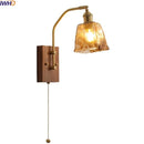 Axyaa Glass Copper LED Wall Lamp with Pull Chain Switch