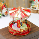 Axyaa Christmas Carousel Music Box Ornament with Lights and Rotating Feature