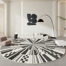 Axyaa Soft Fluffy Black White Carpet: Minimalist Decor for Living Room, Plush Large Round Rug