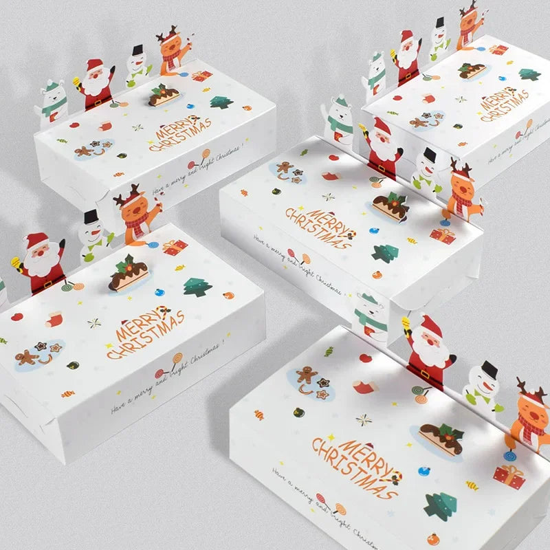 Axyaa Christmas Kraft Paper Candy Cookie Box Set for Kids