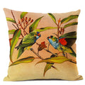 Axyaa Elegant Floral Bird Pattern Linen Cushion Cover 45x45cm for Living Room Sofa