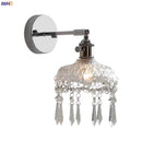 Axyaa Crystal LED Wall Sconce: Modern Silver Iron Metal Bedroom Stair Lamp