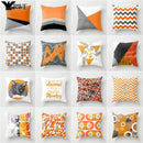 Axyaa Geometric Pattern Print Orange Car Sofa Cushion Cover