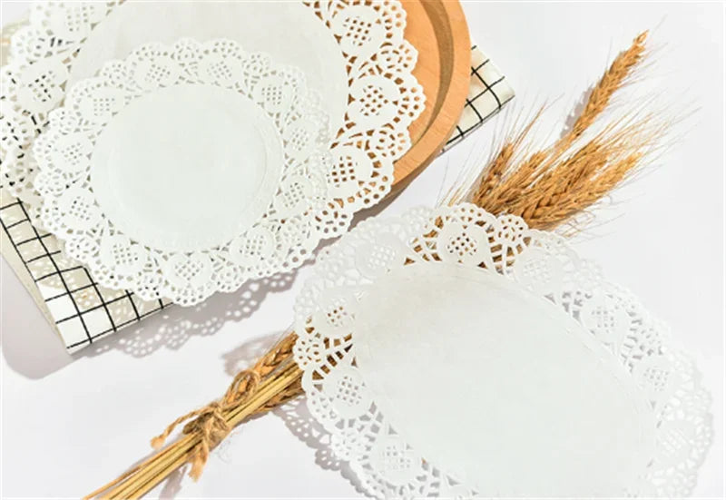 Axya White Lace Round Paper Placemat Coaster Set - 150Pcs