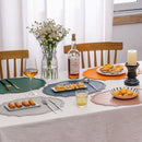Axyaa Green Oval PU Leather Placemats Set, Irregular Shape, Oil-Proof, Table Mats
