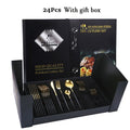 Axyaa Black & Gold Stainless Steel Cutlery Set - Knife, Fork, Spoon