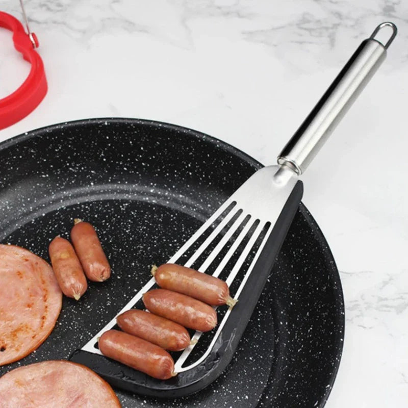 Axyaa Stainless Steel Non-Slip Fish Spatula & Wide Turner for Home Cooking