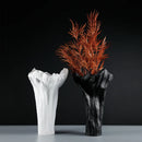 Axyaa Resin Vase Irregular Shape Black White Flowers Handicraft Ornaments