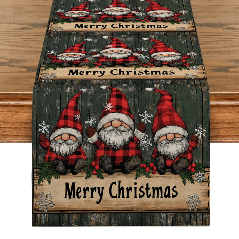 Axyaa Christmas Dwarf Tree Table Runner for Kitchen Dining Party Decor