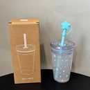 Axyaa 450ml Tritan Water Bottle with Straw, Heat Resistant Coffee Cup for Girls