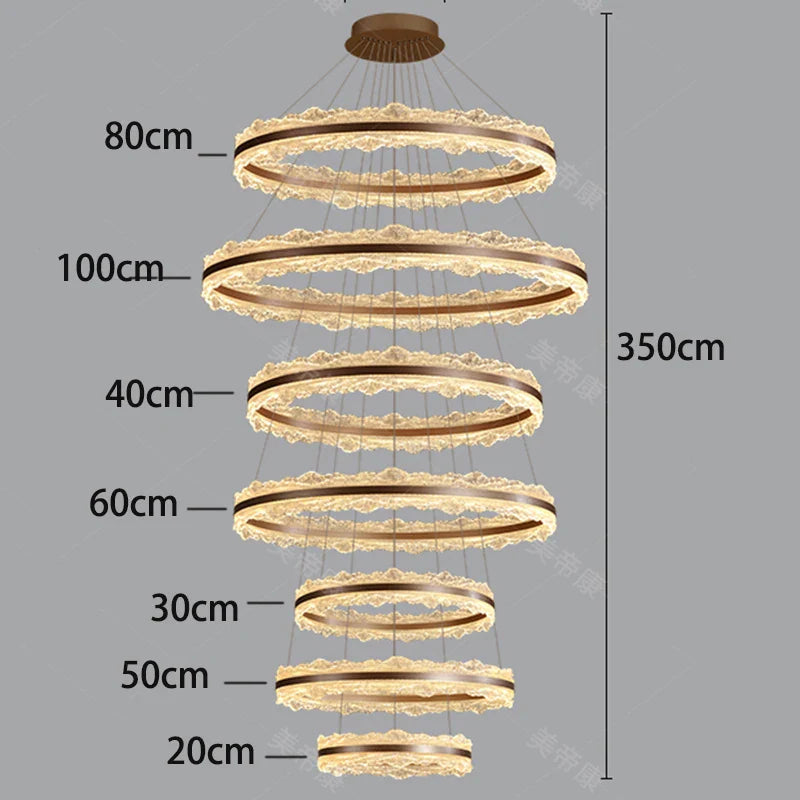 Axyaa Staircase Chandeliers: Modern LED Pendant Lamps for Living Room Lighting