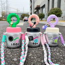 Axyaa 580ML Cute Glass Water Bottle With Straw, Tea Separation, Portable for Girls