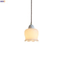 Axyaa White Ceramic Glass LED Pendant Light for Bar and Living Room Decor