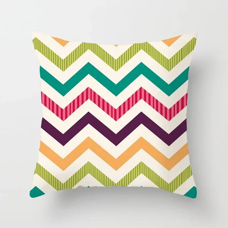 Geometric Nordic Cushion Cover in Yellow Red Blue for Sofa by Axyaa