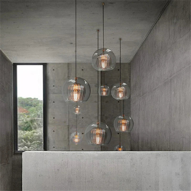Axyaa Jellyfish Glass Pendant Light - Nordic Designer Double-Layer Chandelier for Bar, Restaurant, Bedroom