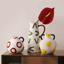 Axyaa Geometric Graffiti Ceramic Vase Flowerpot for Stylish Home Decor