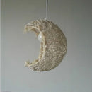 Axyaa Moon Shape Rattan Chandelier for Bedroom Study Coffee Shop Club