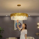 Axyaa Crystal Chandelier: Black Aluminum Luxury Pendant Light for Living Room and Hotel