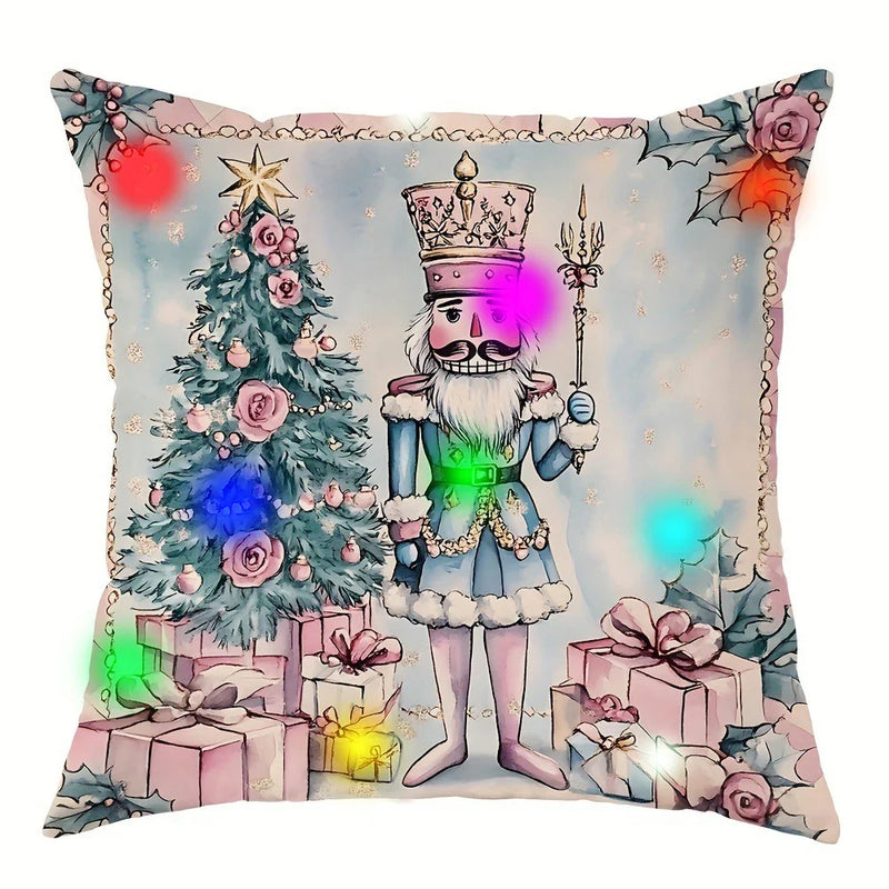 Axyaa Christmas Nutcracker Garland LED Pillowcase - Festive Home Decor