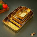 Axya Golden Square Plate Set with Mesh Net - 304 Stainless Steel