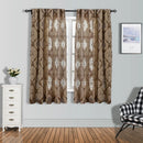 Axyaa European Jacquard Brown Curtains with Retro Hollow Pattern for Living Rooms