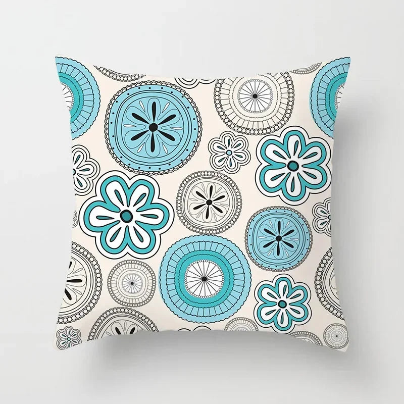 Axyaa Abstract Line Flower Print Pillowcase