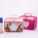 Axyaa Reversible Sequin Insulated Lunch Box for Kids - Waterproof Glitter Tote Bag