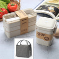 Axyaa 3-Layer Wheat Straw Bento Box | Healthy Material Lunch Container