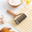 Axyaa Stainless Steel Dough Cutter with Wooden Handle and Six-Wheel Roller Knife