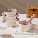 Color Block Binaural Ceramics Bowl Set by Axyaa for Breakfast, Snacks, and Desserts