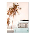 Coconut Tree Beach Surf Wall Art Canvas Print by Axyaa