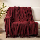 Axyaa Chenille Throw Blanket Fringe Tassels Soft Cozy Knit Sofa Christmas Decor