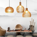 Axyaa Birdcage Pendant Lamp: Handmade Wood, E27 LED Suspension Light for Dining, Bar