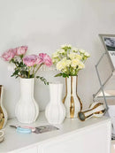 Axyaa Gold Ceramic Vases with Water-based Rose Arrangements, Elegant Décor for Dining & Living Rooms