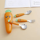 Axyaa Kids Carrot Tableware Set: Spoon, Fork, Flatware, Box - Kitchen Tools