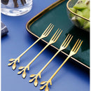 Axyaa Stainless Steel Leaf Fruit Fork Set