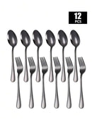 Axyaa Stainless Steel Fork and Spoon Set - Ideal for Home, Restaurant, Wedding, Party