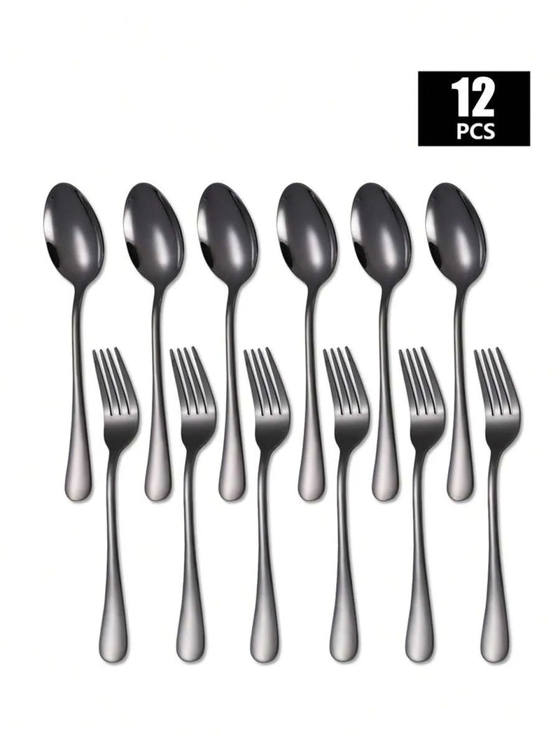 Axyaa Stainless Steel Fork and Spoon Set - Ideal for Home, Restaurant, Wedding, Party