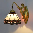 Axyaa Stained Glass Tiffany Wall Lamp - Retro Mediterranean Bedroom Decoration