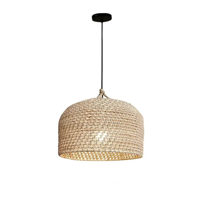 Axyaa Rope Rattan Chandelier: Wabi Sabi Retro Pendant Lights for Home Decor