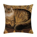 Axyaa Retro Cat Linen Pillowcase 45*45cm - Home & Sofa Decoration