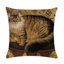 Axyaa Retro Cat Linen Pillowcase 45*45cm - Home & Sofa Decoration
