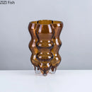 Axyaa Brown Glass Vase Hydroponics Modern Design Floral Decor Vase