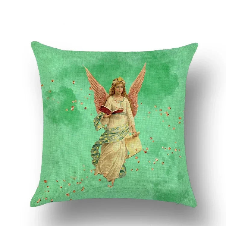 Axyaa Angel Baby Linen Cushion Cover - Home Decor, Sofa, Office, Christmas