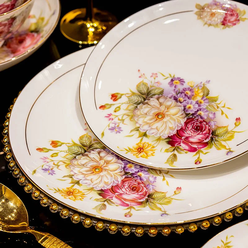 Axya™ European Style Bone Dinnerware Set with Utensils